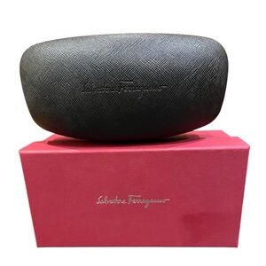 Salvatore Ferragamo Black Clamshell Sunglasses Case